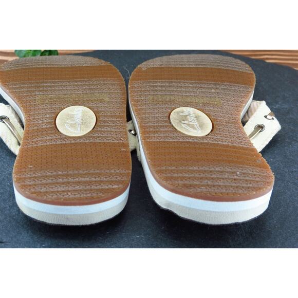 Clarks Size 9 M Beige Flip Flop Fabric Women Sandal Shoes - Picture 6 of 7
